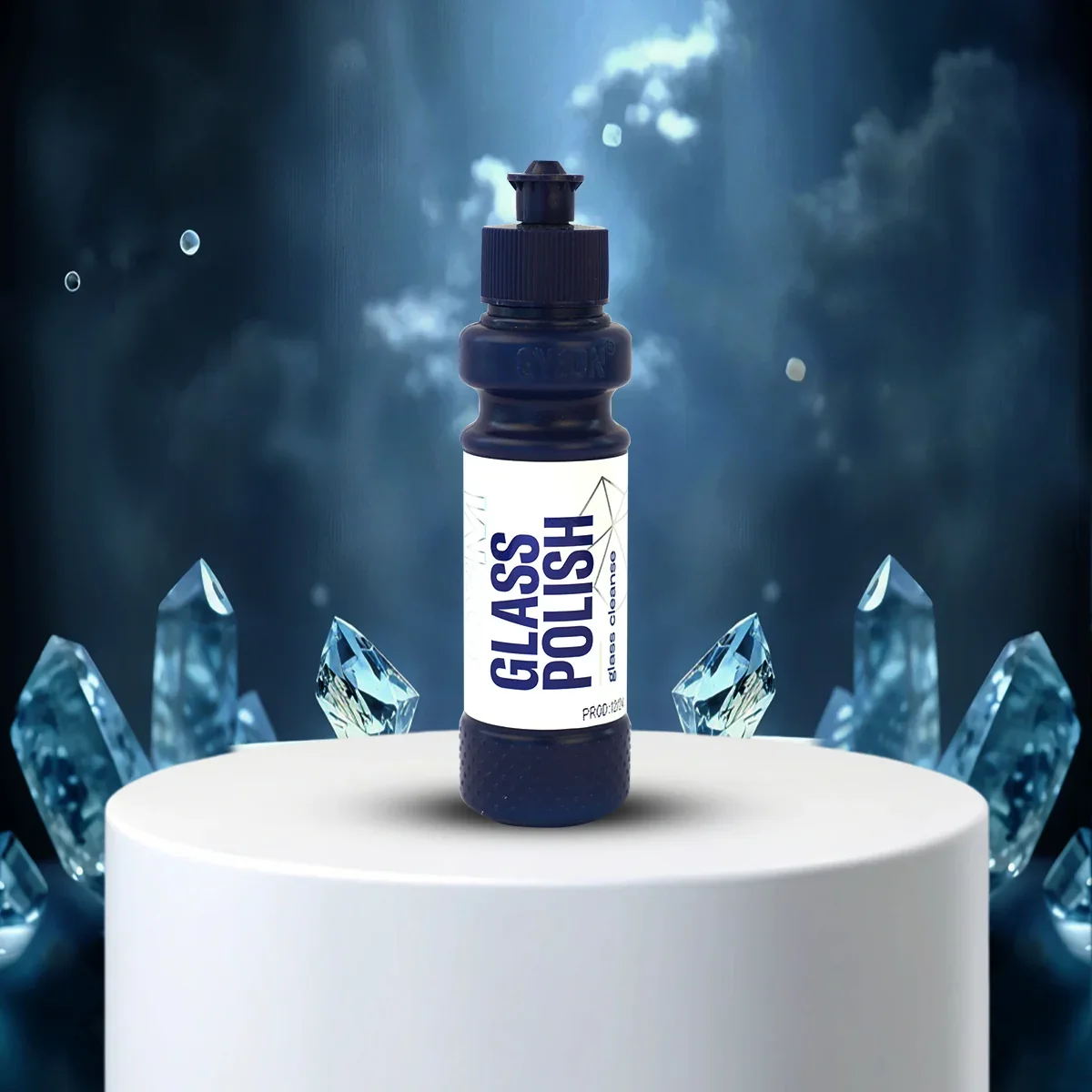 Gyeon Q2M GlassPolish 120 ml bottle on a black background